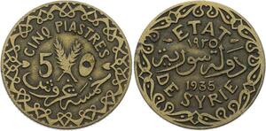 O1697 Syrie Syria 5 Piastres 1935