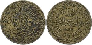 O1699 Syrie Syria 5 Piastres 1933