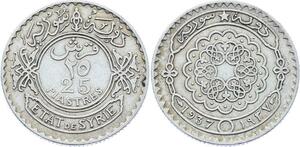 O1715 Syrie Syria 25 Piastres 1937 Argent Silver