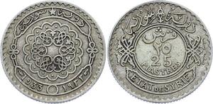 O1716 Syrie Syria 25 Piastres 1933 Argent Silver