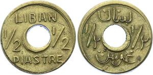 O1726 Liban émission locale 1/2 Piastre laiton s.d. 1942-1945 SUP
