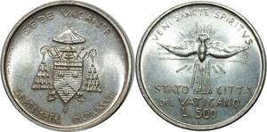 O1808 Vatican Sede Vacante 500 Lire 1963 UNC Silver