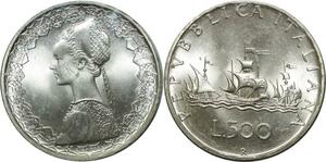 O1816 Italy 500 Lire Caravelle Argento Silver 1969 FDC sous pochette !!