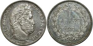 O1860 France Rare 1 Franc Louis-Philippe 1847 A Paris Argent Splendide