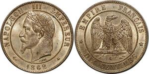 O1876 France Exceptionnelle 10 Centimes Napoléon III 1862 A Paris FDC MS64