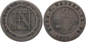 O1945 Germany Royaume Westphalie 2 Centimes Jérôme Napoléon 1810 C Cassel