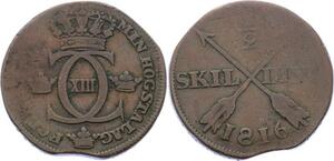 O1956 Schweden Suede 1/2 Skilling Carl XIII 1816
