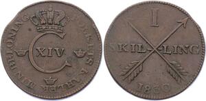 O1958 Rare !! Sweden Sweden 1 Skilling Carl XIV Johan 1830