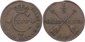 O1960 Sweden Schweden 1/2 Skilling Carl XIV 1820 XF !!