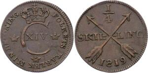 O1967 Sweden 1/4 Skilling Carl XIV Johan 1819