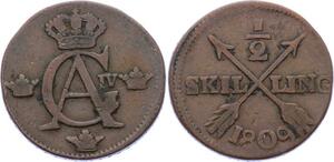 O1973 Schweden Suede 1/2 Skilling 1809 Gustav IV 1809
