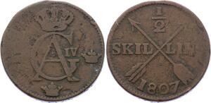 O1974 Schweden Suede 1/2 Skilling 1807 Gustav IV 1807