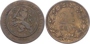 O1990 Niederland Netherlands 2 1/2 Cent  Wilhelm III 1880
