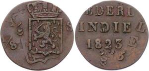 Rare !! Netherlands Indonesia Error 1/8 Stuiver Double Strike 1823 -&gt;Offer