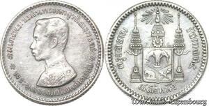 S8040 Thailand 1/4 Baht Rama V 1868-1910  SD 1876 1900 Argent Silver 
