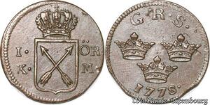 S8068 Sweden 1 Öre Gustav III 1778 Kopparmynt Avesta XF !
