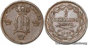 S8101 Sweden 1/6 Skilling Carl XIV 1847 Stockholm