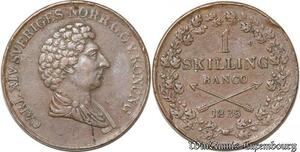 S8102 Rare Sweden 1 Skilling Carl XIV 1835 XF !