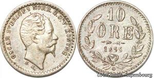 S8105 Sweden 10 Öre Oscar I 1855 G Silver ->Make offer