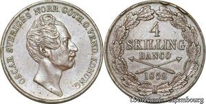 S8108 Rare Sweden 4 Skilling Oscar I 1852 - 38000 mInt ->Make offer