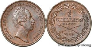 S8109 Sweden 2/3 Skilling  Oscar I 1845 BU ! UNC ! ->Make offer