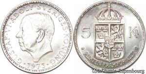 S8113 Sweden 5 Kronor Gustav VI 1973 BU UNC ! ->Make offer