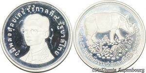 S8119 Very Rare Thailand 50 Baht Rama IX 1974 Argent Silver BE Proof Daim