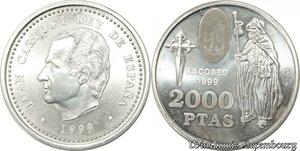 S8148 Spain 2000 Pesetas Juan Carlos I 1975 - 2014 1999 Argent FDC 