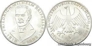 S8189 Allemagne 5 Mark Reffeisen 1968 Argent Silver SPL FDC - Faire Offre 