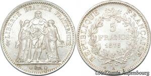 S8207 France 5 Francs Hercule 1876 A Paris Argent Silver SPLendide +++- Faire Offre