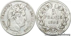 S8222 France 5 Francs Louis-Philippe I 1836 W Lille Argent Silver -> Faire Offre