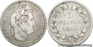 S8223 France 5 Francs Louis-Philippe I 1834 T Nantes Argent Silver -> Faire Offre
