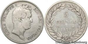S8231 France 5 Francs Louis-Philippe I 1831 B Rouen Argent Silver Tioler Tr Relief