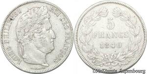 S8239 France 5 Francs Louis-Philippe I 1840 K Bordeaux Argent Silver -> Faire Offre