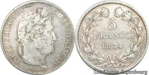 S8252 France 5 Francs Louis-Philippe I 1834 H La Rochelle Argent Silver -> Faire Offre