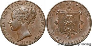 S8494 Scarce Channel Islands Jersey 1/13 Shilling Victoria 1844 AU 