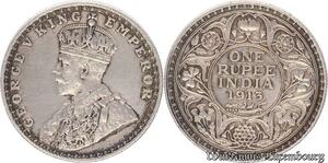 S8534 Inde One Rupee George V 1913 Argenr Silver AU -> Faire Offre