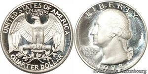 S8558 USA Quarter Dollar Washington 1978 S San Francisco Proof BE Pf