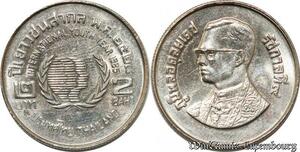 S8629 Thailand 2 Baht Rama IX International Year of Youth 2528 1985 UNC -
