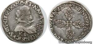 S8652 Rare France Demi-Franc 1er type Henri IV 1592 K Bordeaux Argent