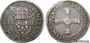 S8654 Rare France 1/4 Ecu Henri IV 1604 C Saint-Lô Argent Frappe médaille 