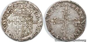 S8656 Rare France 1/8 Ecu de Navarre Henri IV 1597 Saint-Palais Argent Silver