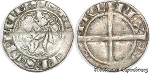 S8695 Rare France Blanc Charles VII Dauphiné Roi Patard dentillé Romans Argent 