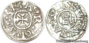 S8702 France Denier Vienne Leger Monogramme Henri III S Mavricvs VRBS Vienna Argent