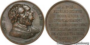 S8757 France Médaille Henri IV Louis XVIII REtablissement statue Gayrard 