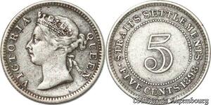 S8802 UK 5 Cents Settlements Victoria 1898 Argent Silver ->Make offer