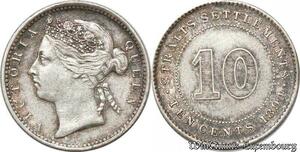 S8808 UK 10 Cents Settlements Victoria 1894 Argent Silver ->Make offer