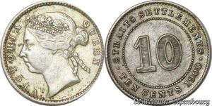 S8810 UK 10 Cents Settlements Victoria 1900 Argent Silver ->Make offer