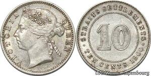 S8813 UK 10 Cents Settlements Victoria 1900 Argent Silver ->Make offer