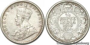 S8829 India-British 1/4 Rupee George V 1918 Argent Silver AU ! ->Make offer